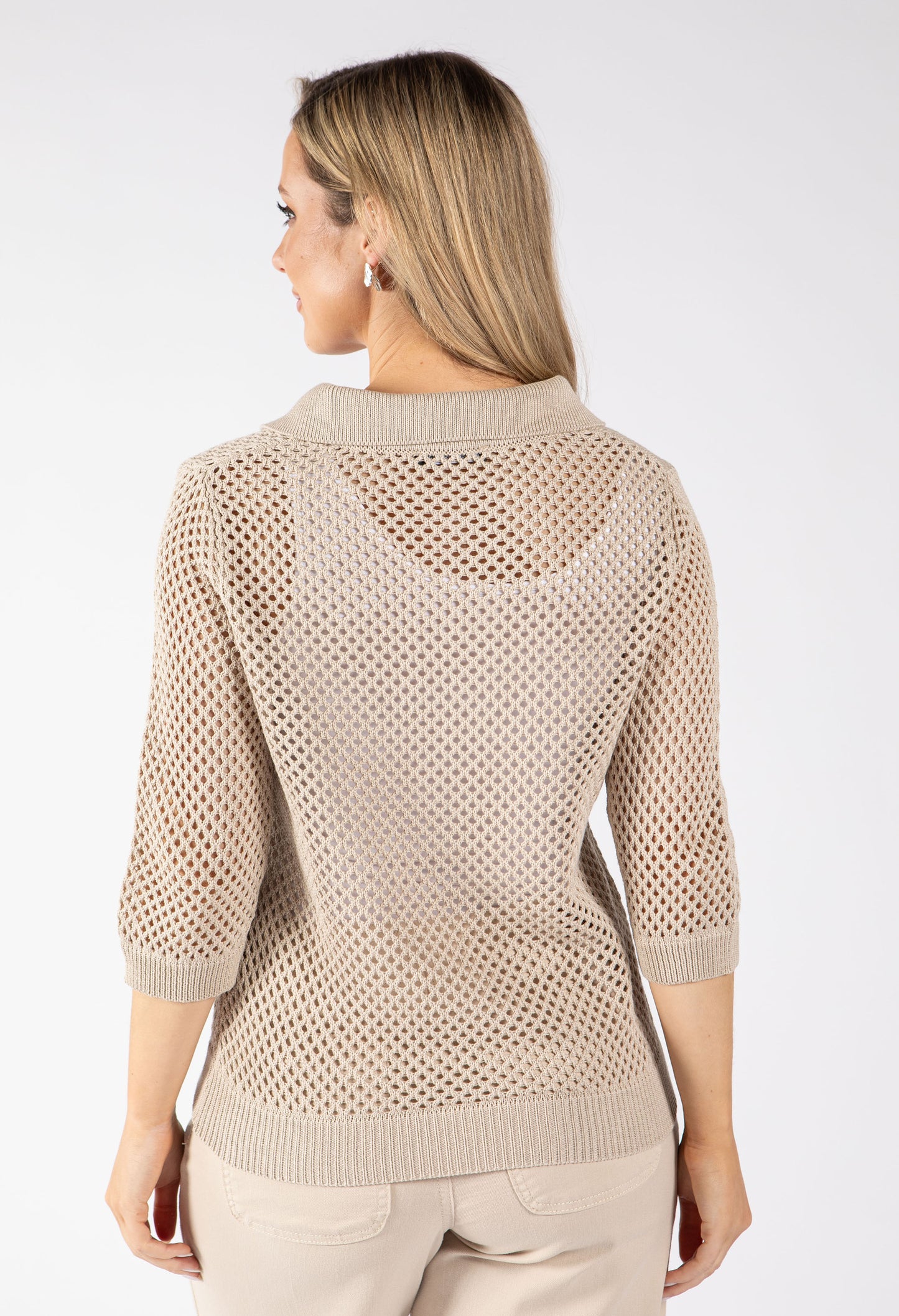 Crochet Knit Polo Top