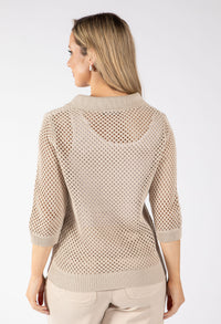 Crochet Knit Polo Top