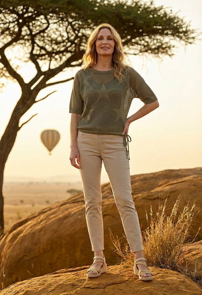 Star Design Knit Top