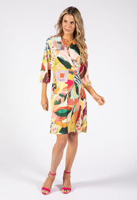 Sunny Abstract Print Wrap Dress