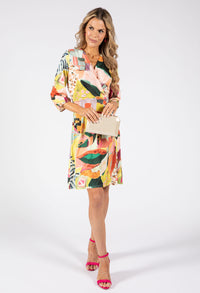 Sunny Abstract Print Wrap Dress