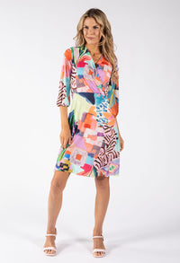 Sunny Abstract Print Wrap Dress