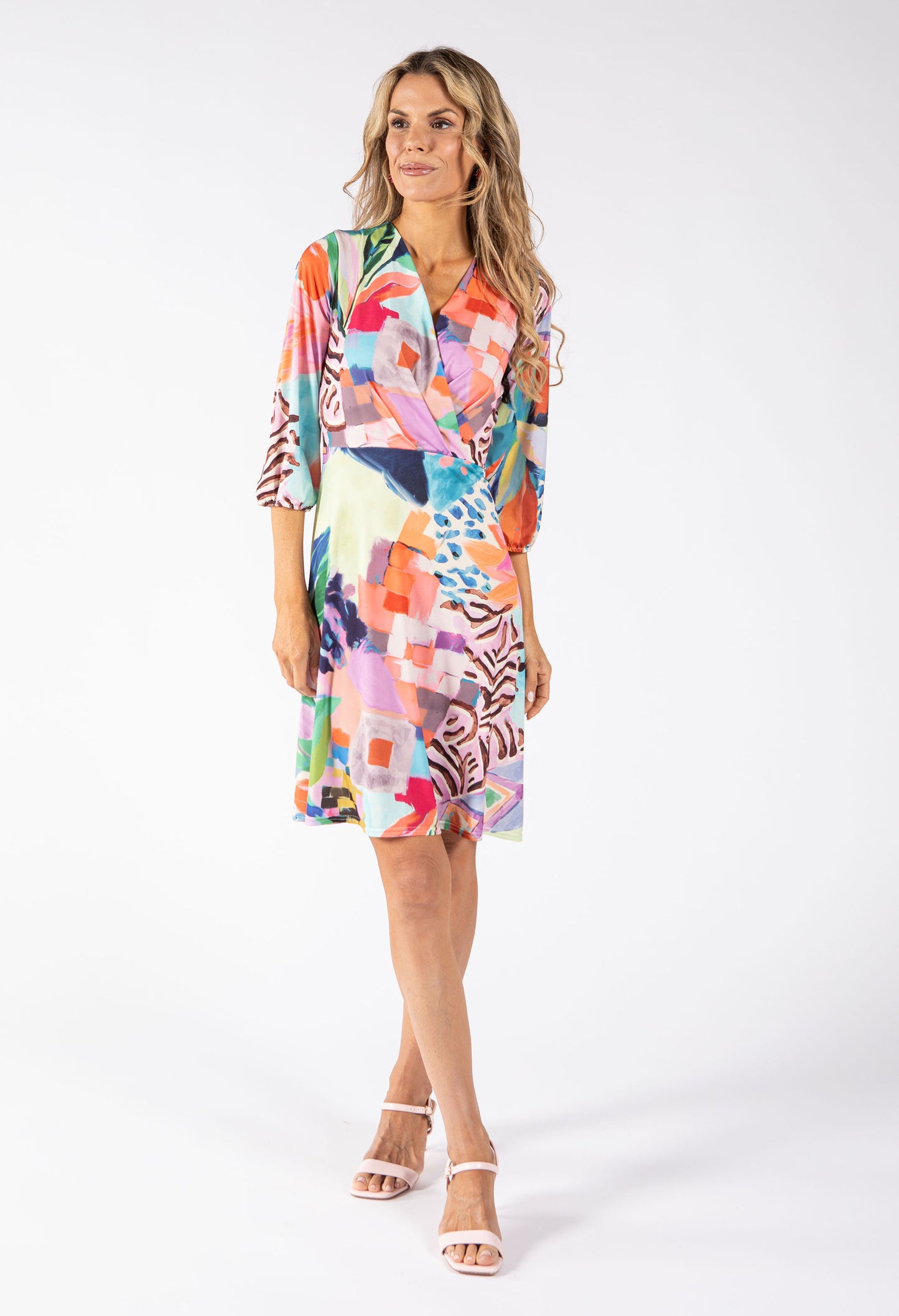 Sunny Abstract Print Wrap Dress