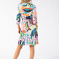 Sunny Abstract Print Wrap Dress