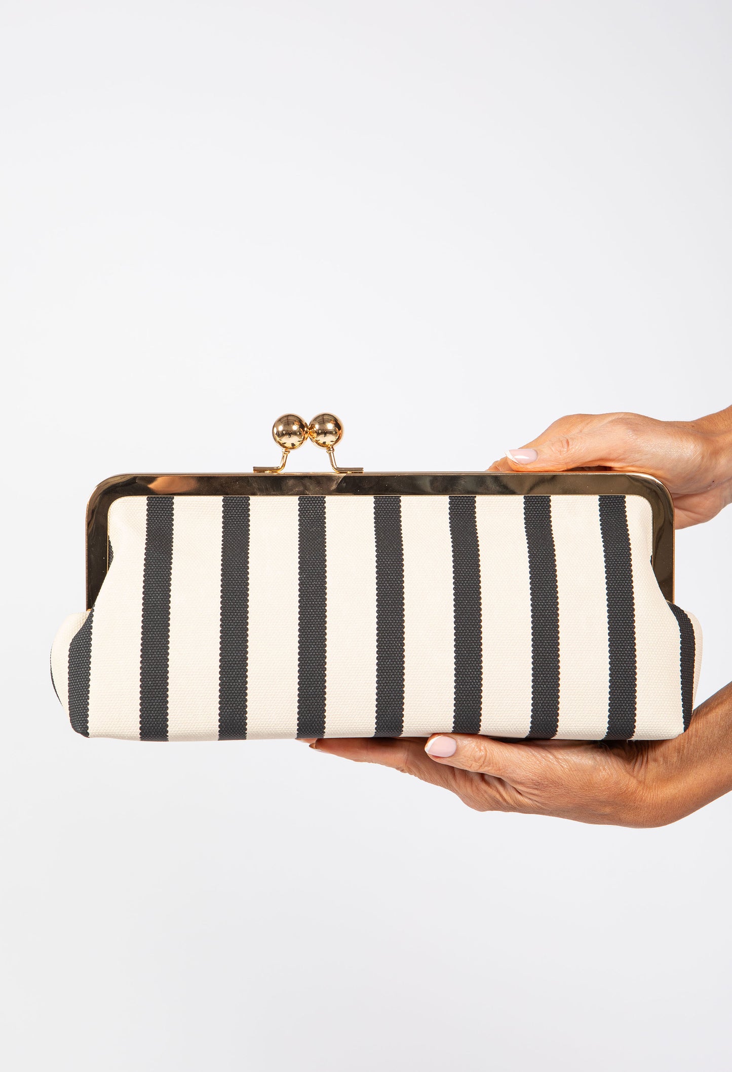 Striped Canvas Clutch Bag