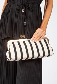 Striped Canvas Clutch Bag