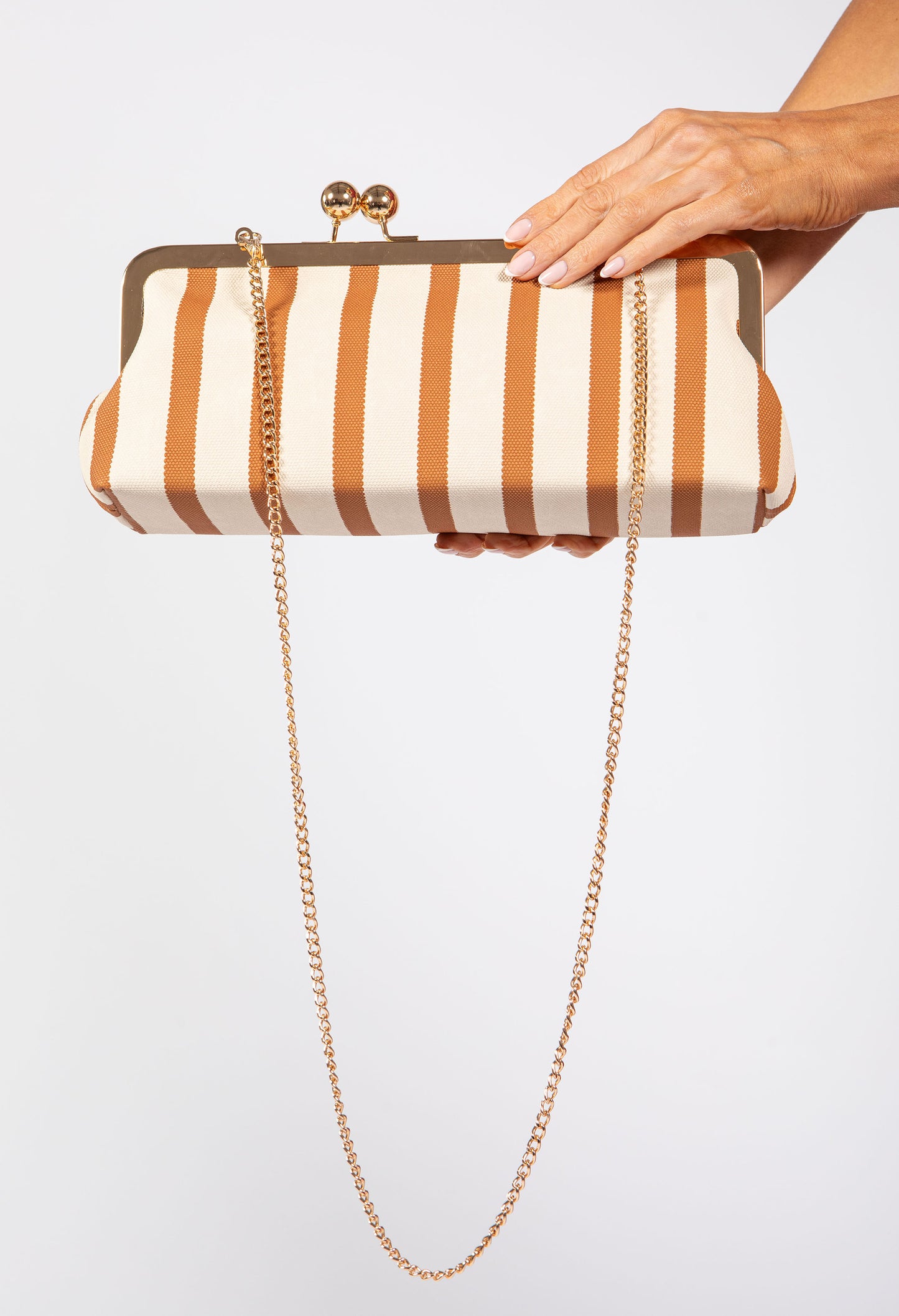 Striped Canvas Clutch Bag