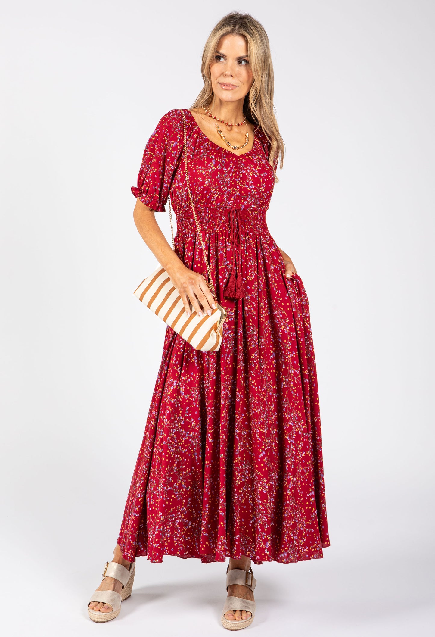 Striped Canvas Clutch Bag