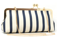 Striped Canvas Clutch Bag