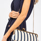 Striped Canvas Clutch Bag