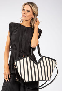 striped large beach tote bag