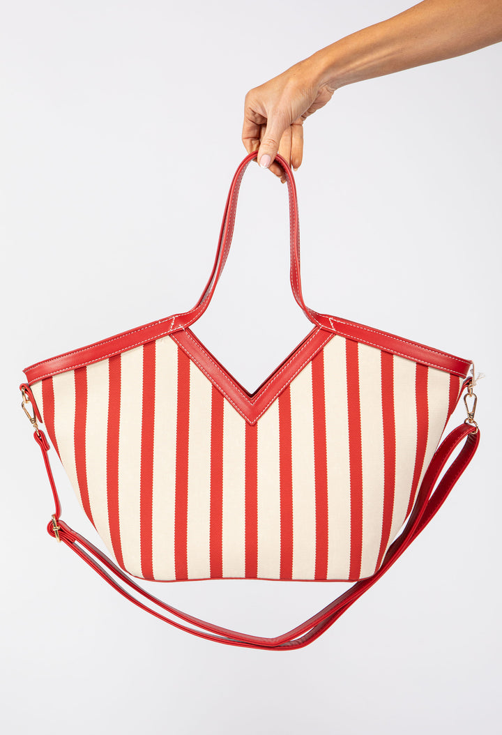 large striped beach tote bag