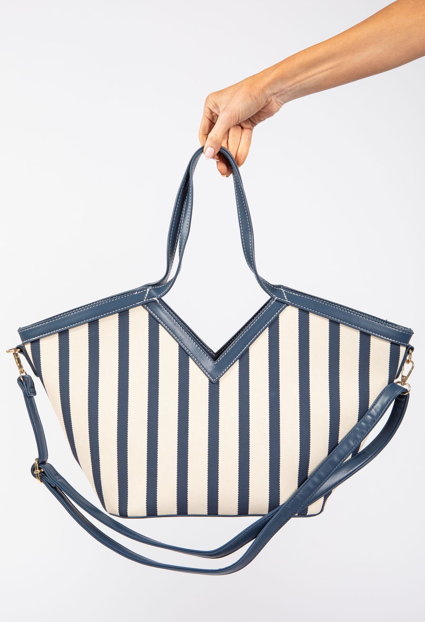 large striped beach tote bag