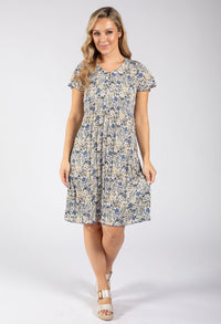 Plisse Pleated Floral Print Dress
