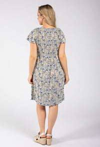 Plisse Pleated Floral Print Dress