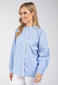 Lace Detail Striped Shirt