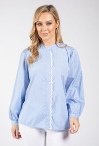 Lace Detail Striped Shirt