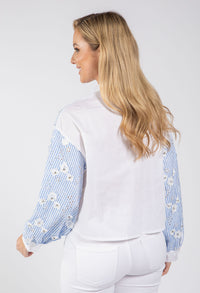 Floral Diamante Detail Striped Shirt