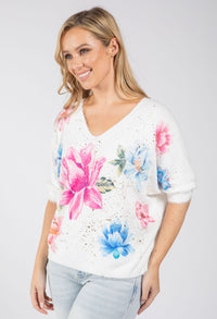 Floral Print Lux Alpaca Knit Jumper