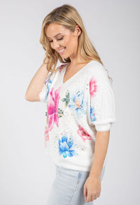 Floral Print Lux Alpaca Knit Jumper