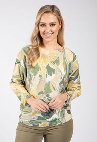 Leaf Print Knit Jumper