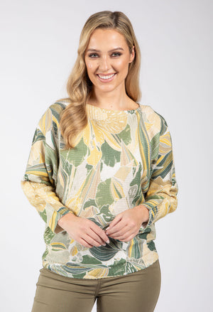 Leaf Print Knit Jumper