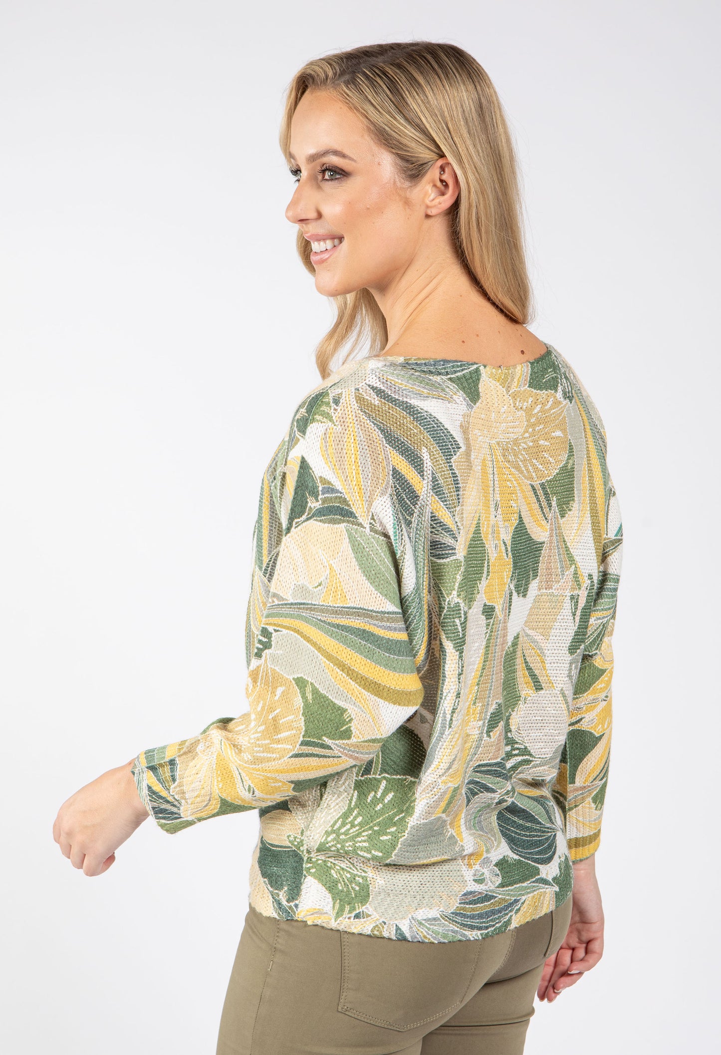 Leaf Print Knit Jumper