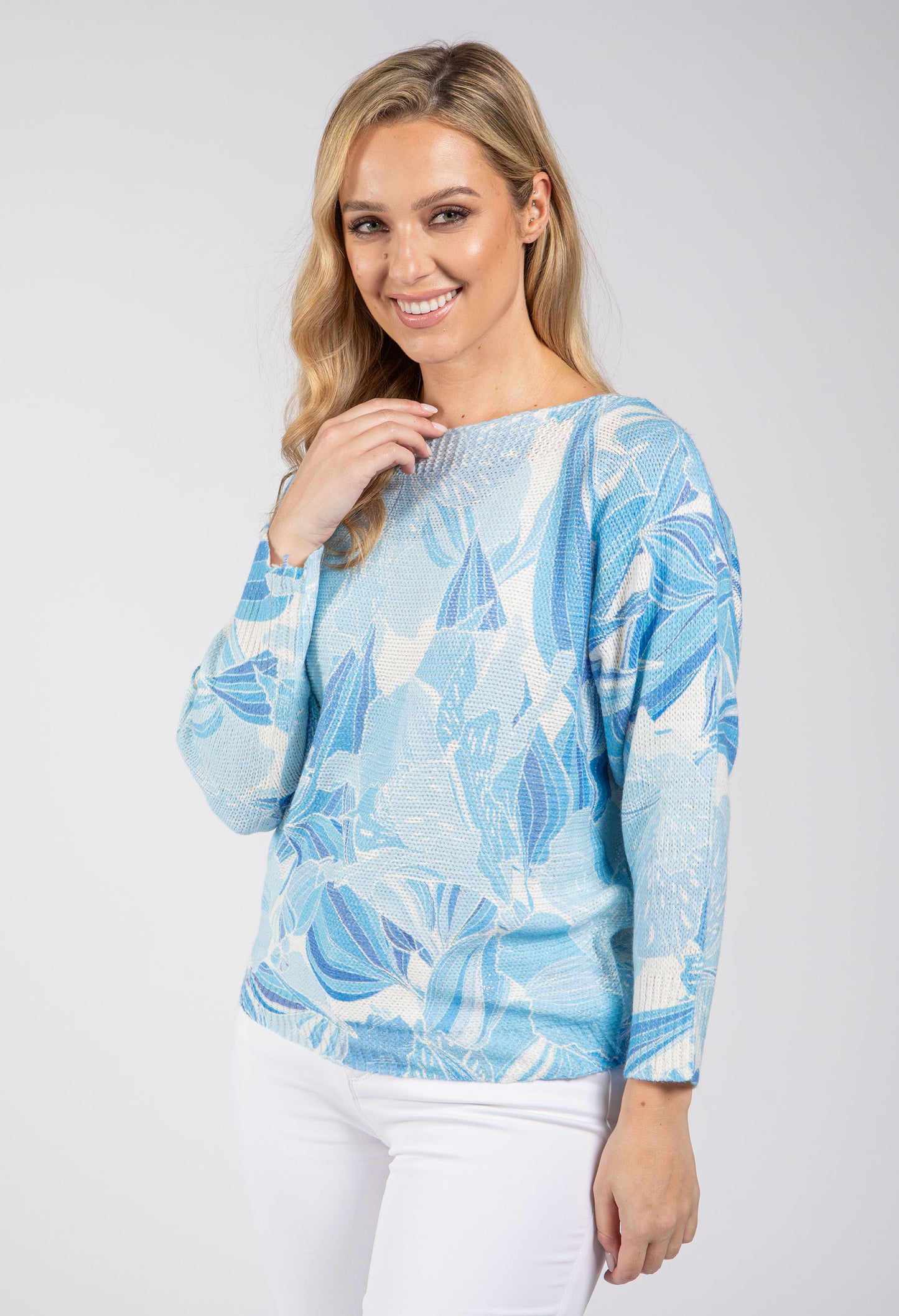 Leaf Print Knit Jumper