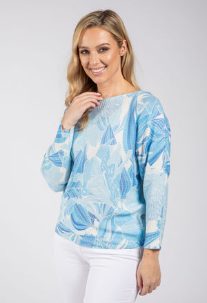 Leaf Print Knit Jumper