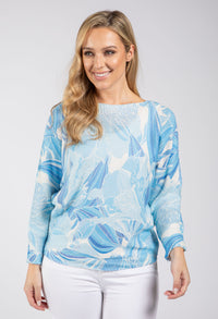 Leaf Print Knit Jumper