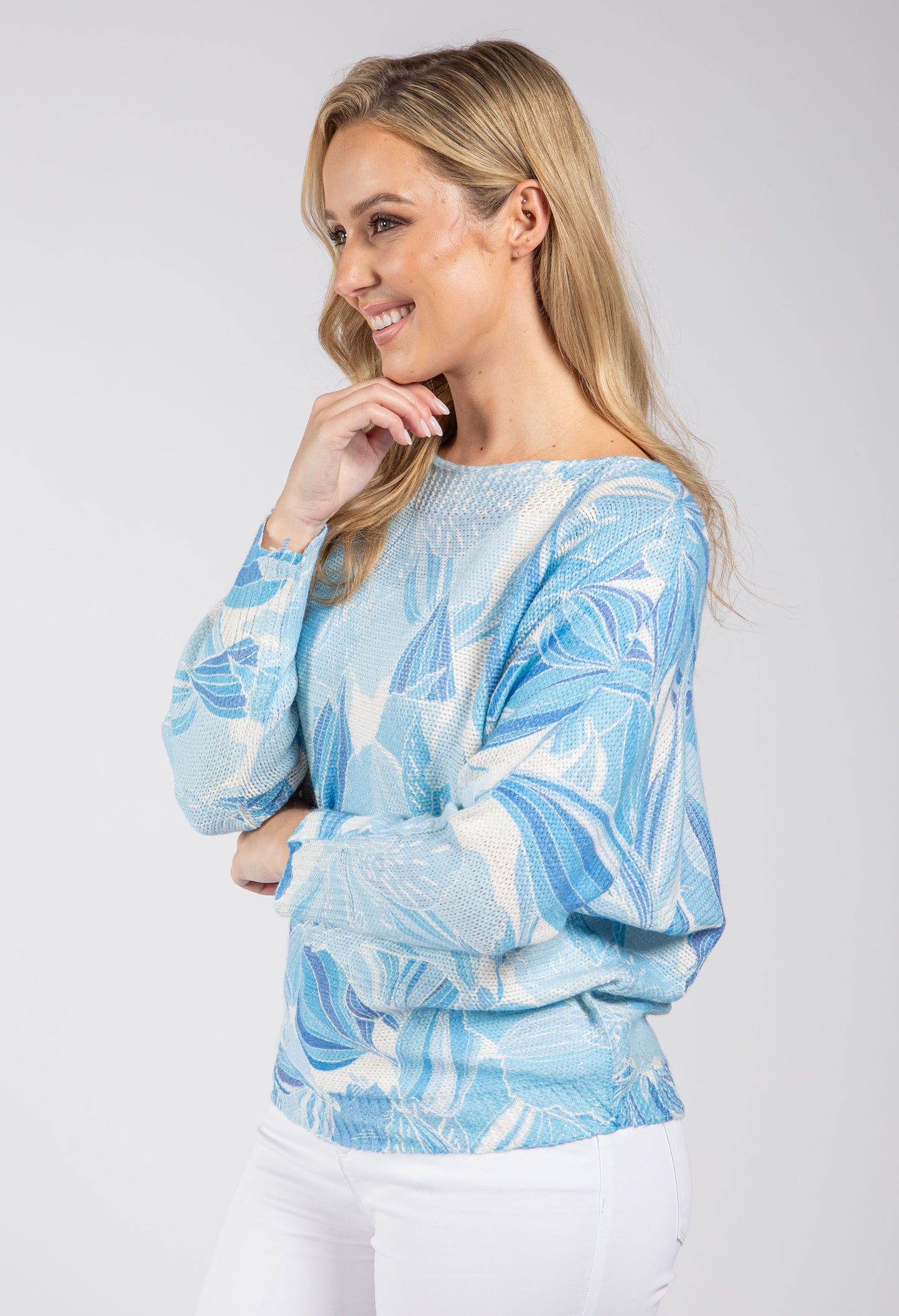 Leaf Print Knit Jumper