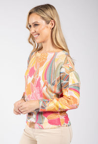 Leaf Print Knit Jumper