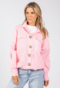 Gold Brooch Detail Denim Jacket