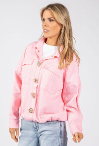 Gold Brooch Detail Denim Jacket