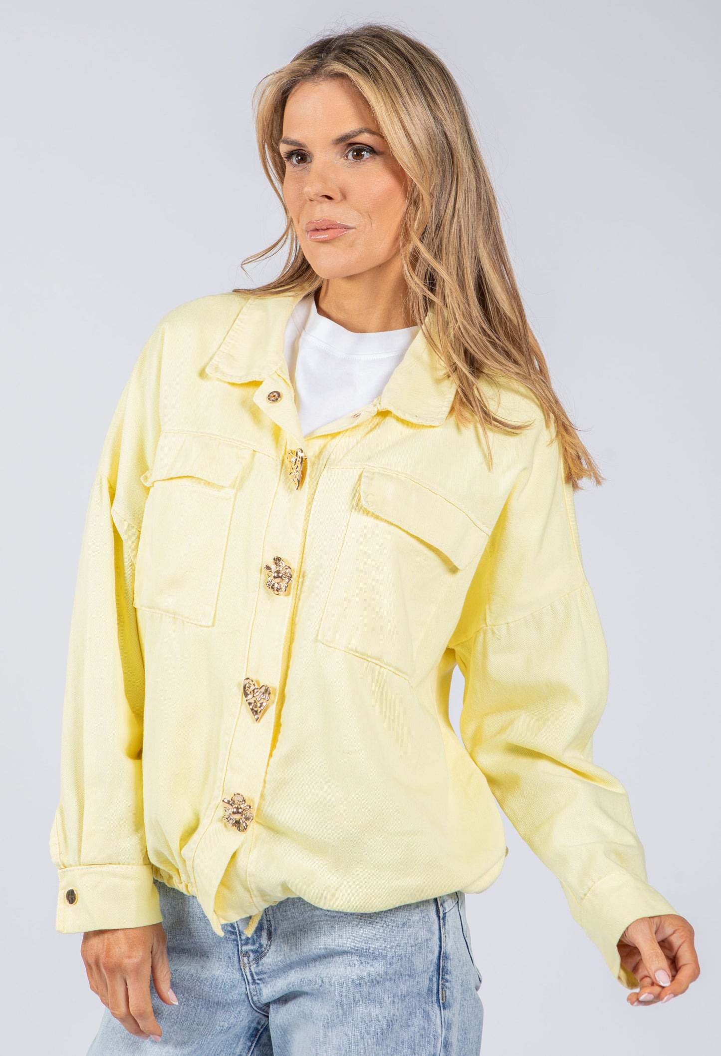 Gold Brooch Detail Denim Jacket