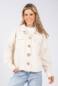 Gold Brooch Detail Denim Jacket