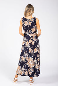 Sleeveless Floral Wrap Dress