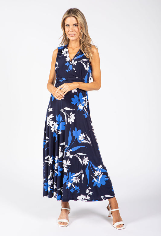 Sleeveless Floral Wrap Dress
