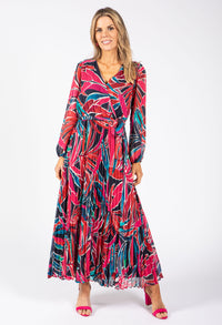 Plisse Pleated Wrap Midi Dress