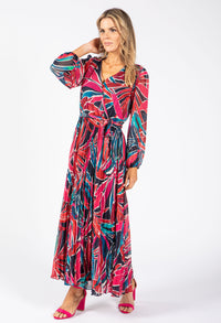 Plisse Pleated Wrap Midi Dress