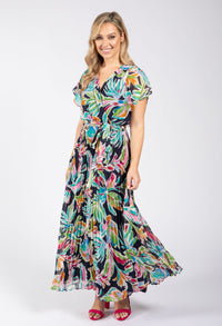 Plisse Pleated Wrap Midi Dress