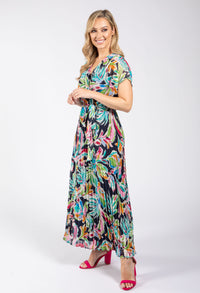 Plisse Pleated Wrap Midi Dress