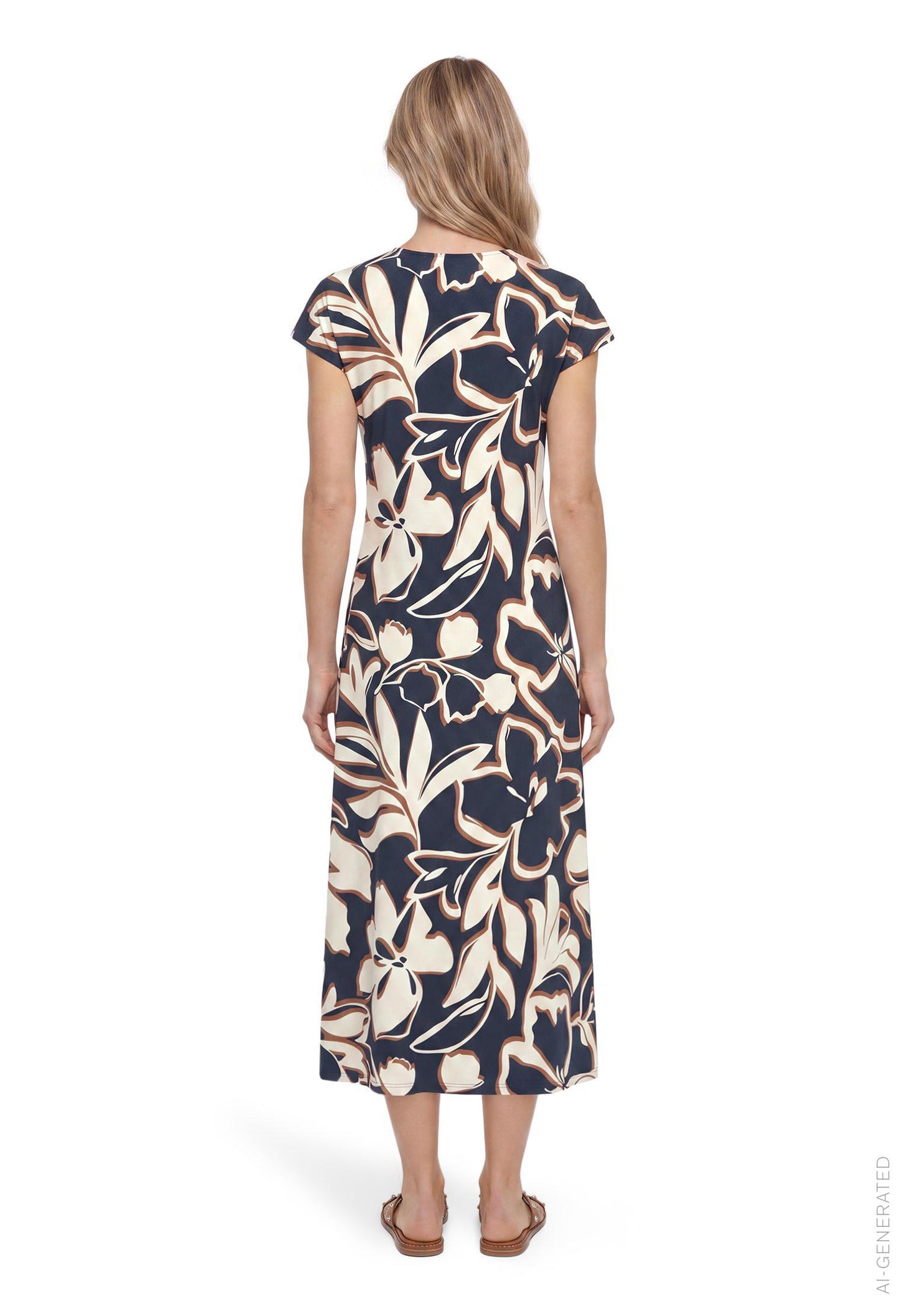 V-Neck Floral Midi Dress