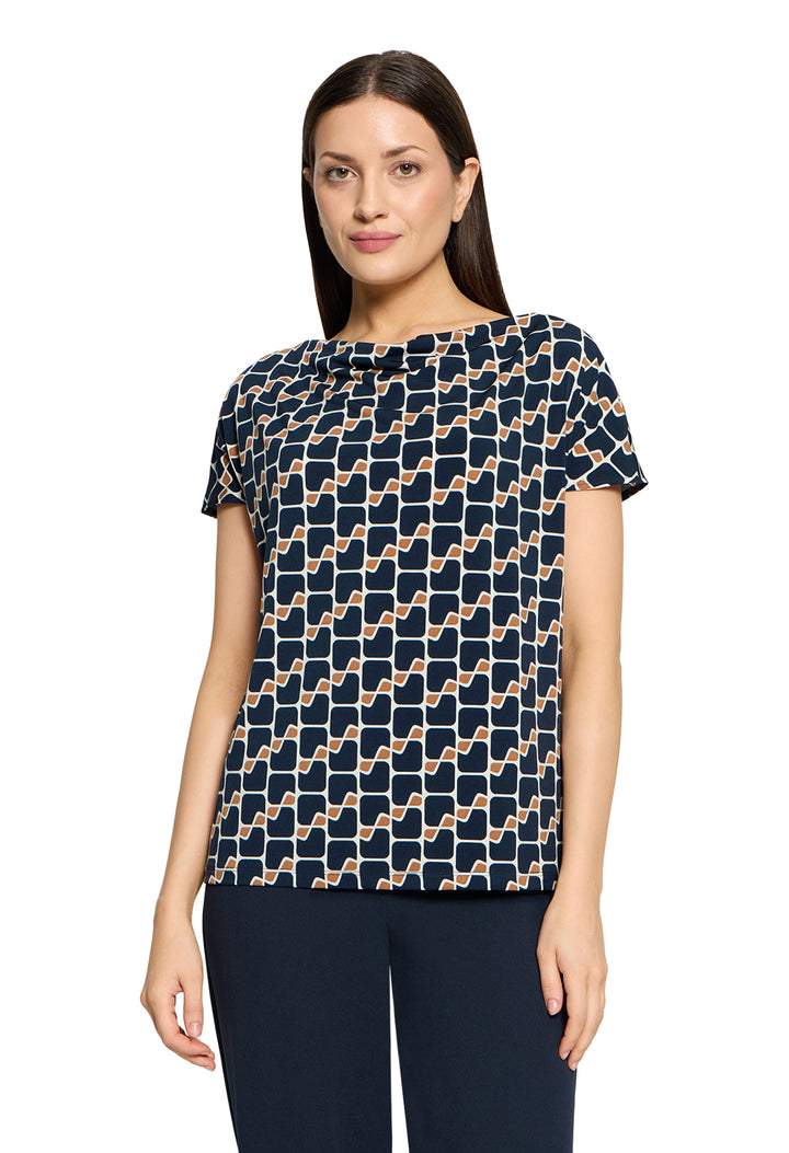 Printed Cowl Neck Top