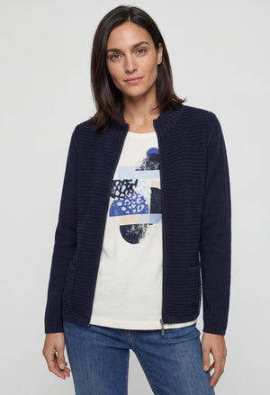 Ribbed Zip-Up Cardigan
