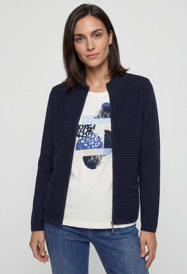 Ribbed Zip-Up Cardigan
