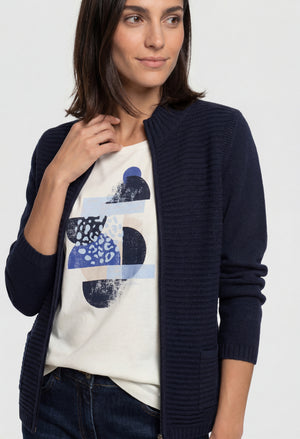 Ribbed Zip-Up Cardigan