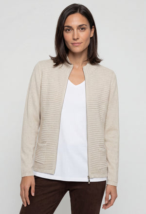 Ribbed Zip-Up Cardigan