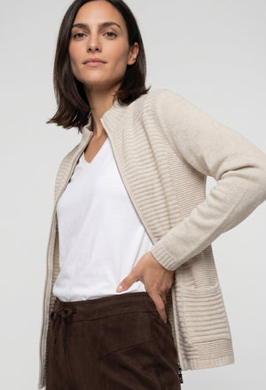 Ribbed Zip-Up Cardigan