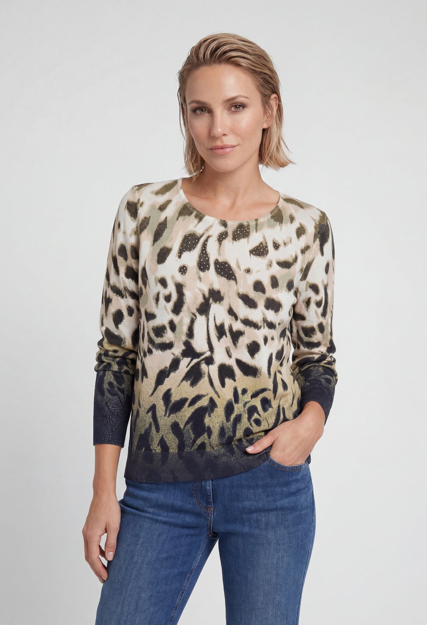 Abstract Print Knit Jumper